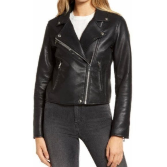 BLANKNYC Night Fever Faux Leather Black Moto Jacket with Fur Trim NWT XS - Picture 3 of 11